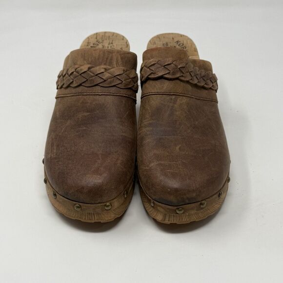Kork Ease Tilly Clogs Womens 8 M Brown Leather Studded Block Heel Slip On - Picture 5 of 16